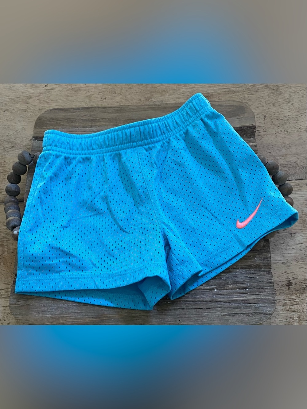 Nike Girls’ Sz M (5-6 yrs) Sky Blue Mesh Athletic Shorts